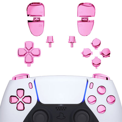 Glossy Chrome Pink 11in1 Button Kits Compatible With PS5 Controller BDM-030 & BDM-040 - JPF2007G3WS - Extremerate Wholesale