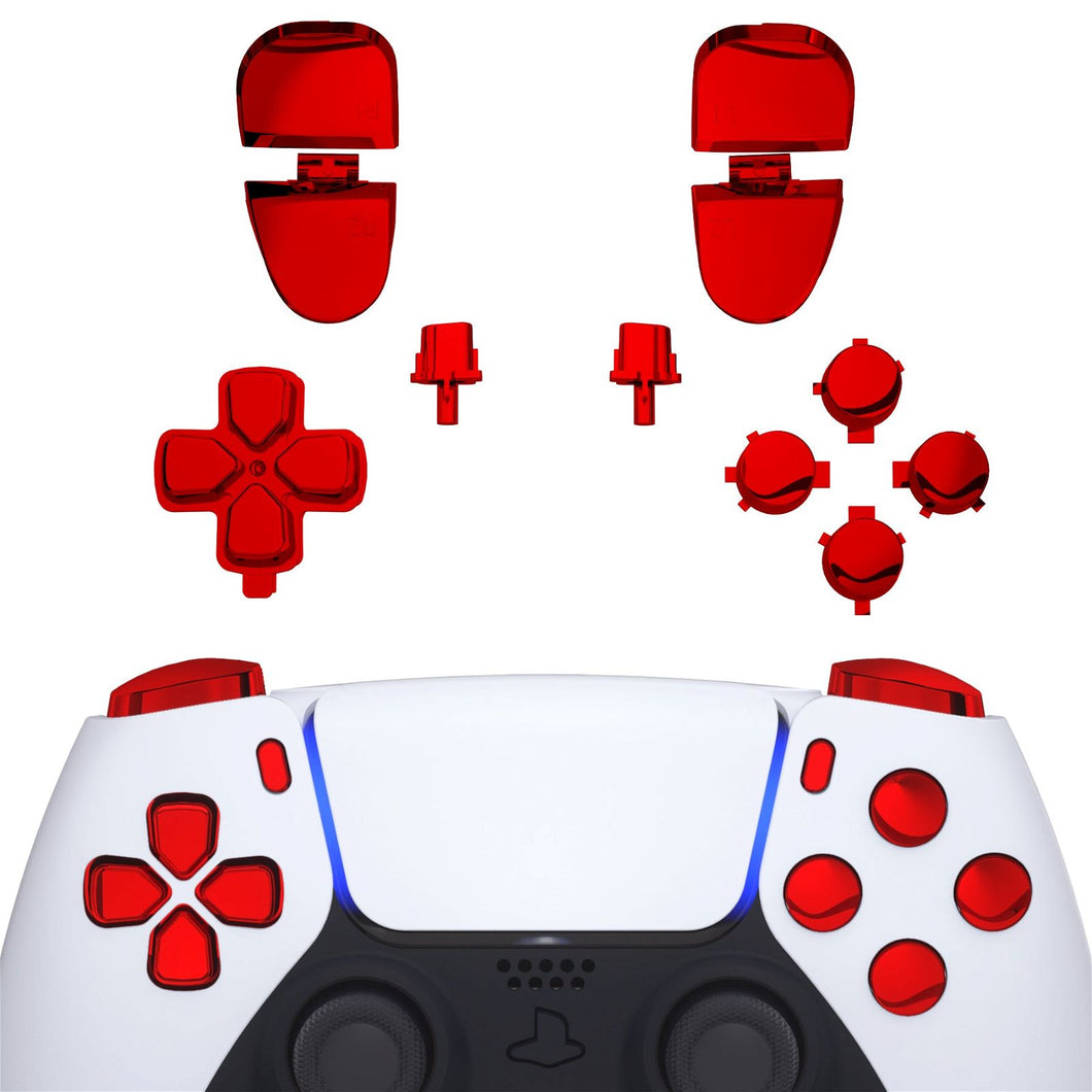 Glossy Chrome Red 11in1 Button Kits Compatible With PS5 Controller BDM-030 & BDM-040 - JPF2003G3WS - Extremerate Wholesale