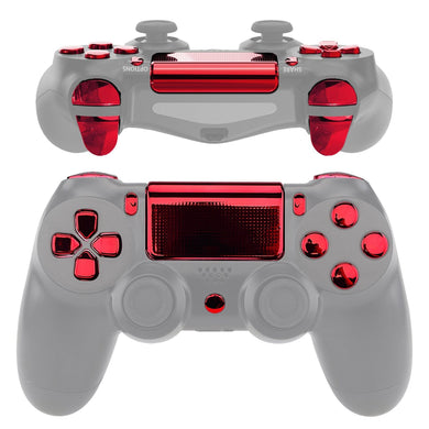Glossy Chrome Red 13in1 Button Kits Compatible With PS4 Gen2 Controller-SP4J0415WS - Extremerate Wholesale