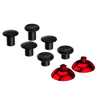 Glossy Chrome Red And Black ThumbsGear Interchangeable Ergonomic Thumbstick Compatible With PS4 Slim PS4 Pro PS5 Controller With 3 Height Domed And Concave Grips Adjustable Joystick-P4J1110WS - Extremerate Wholesale