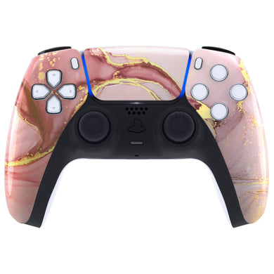 Glossy Cosmic Pink Gold Marble Front Shell With Touchpad Compatible With PS5 Controller BDM-010 & BDM-020 & BDM-030 & BDM-040 - ZPFT1045G3WS - Extremerate Wholesale