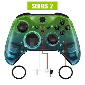 Glossy Gradient Translucent Green Blue Front Shell For Xbox One-Elite2 Controller-ELP336WS - Extremerate Wholesale