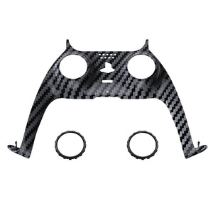 Glossy Graphite Carbon Fiber Pattern Decorative Trim Shell With Accent Rings Compatible With PS5 Controller-GPFS2004WS - Extremerate Wholesale