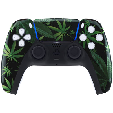Glossy Green Weeds Front Shell With Touchpad Compatible With PS5 Controller BDM-010 & BDM-020 & BDM-030 & BDM-040 - ZPFT1011G3WS - Extremerate Wholesale