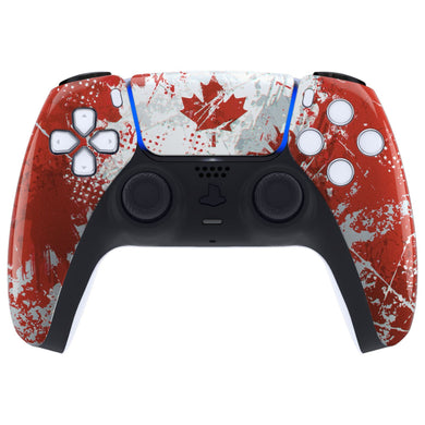 Glossy Impression Canada Flag Front Shell With Touchpad Compatible With PS5 Controller BDM-010 & BDM-020 & BDM-030 & BDM-040 - ZPFT1062G3WS - Extremerate Wholesale