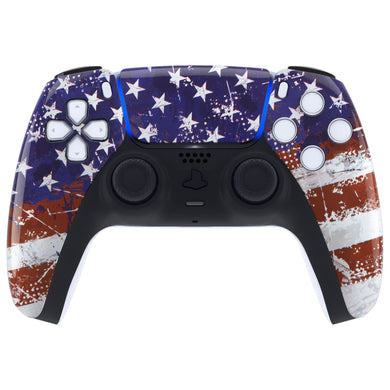Glossy Impression US Flag Front Shell With Touchpad Compatible With PS5 Controller BDM-010 & BDM-020 & BDM-030 & BDM-040 - ZPFT1055G3WS - Extremerate Wholesale