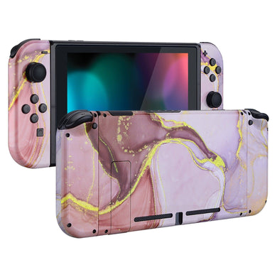 Glossy Pink Gold Marble Full Shells For NS Joycon-Without Any Buttons Included-QT115WS - Extremerate Wholesale