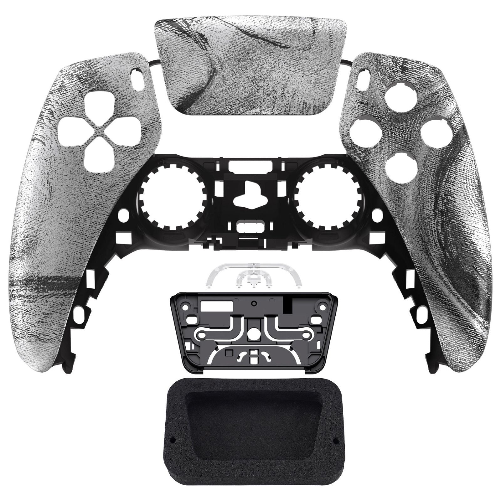 Glossy Silver Wave Front Shell With Touchpad Compatible With PS5