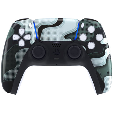 Glossy White Black Camouflage Front Shell With Touchpad Compatible With PS5 Controller BDM-010 & BDM-020 & BDM-030 & BDM-040 - ZPFT1049G3WS - Extremerate Wholesale