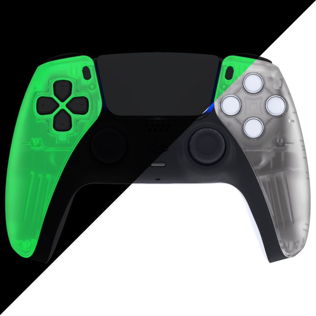 Glow In Dark-Green Front Shell Compatible With PS5 Controller-MPFM5010WS