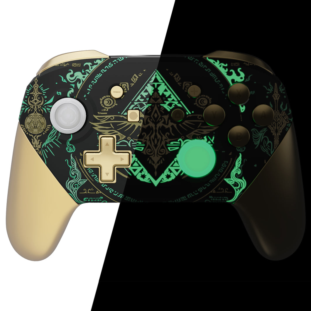 Glow in Dark - Totem of Kingdom Black Full Shells And Handle Grips For NS Pro Controller-FRT105WS