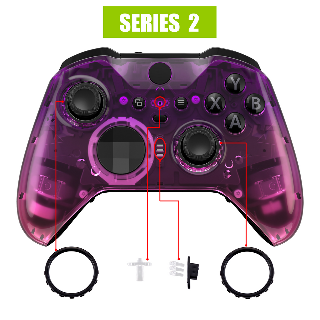Glossy Gradient Translucent Purple Rose Red Front Shell For Xbox One-Elite2 Controller-ELP335WS