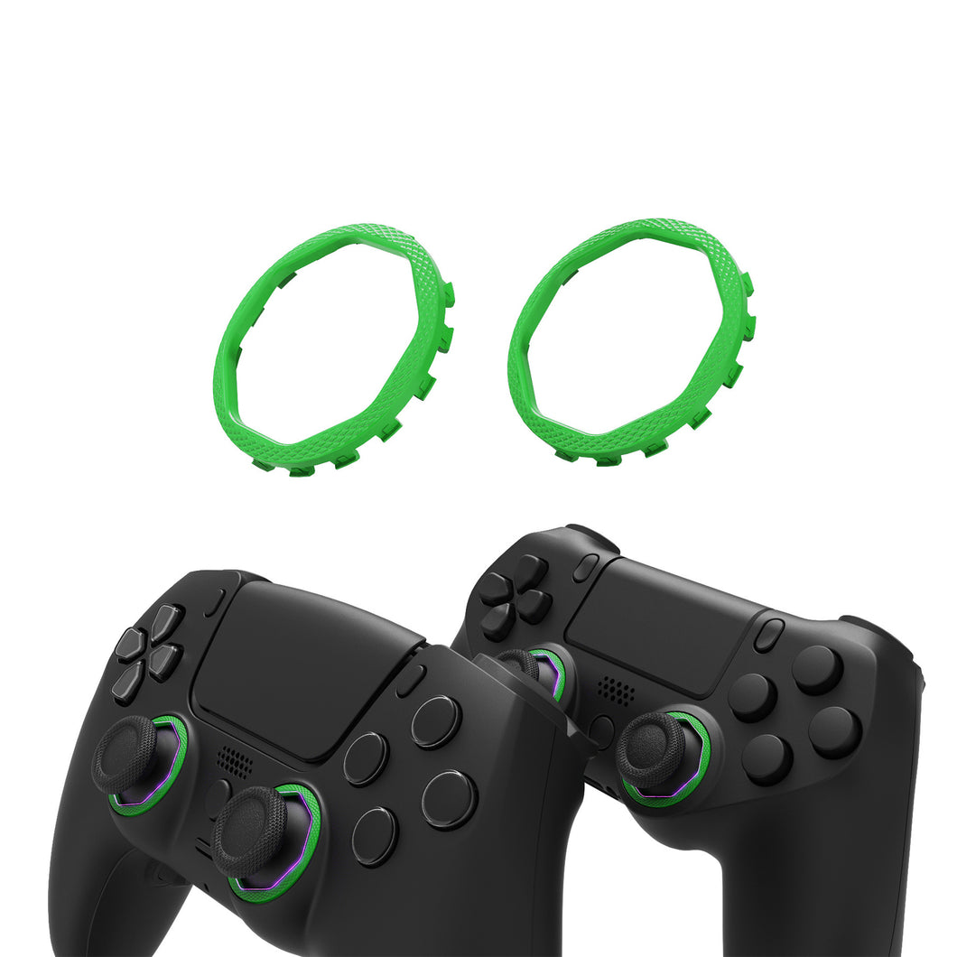 Green Redesigned Octagonal Gated Sticks Accent Rings for eXtremeRate Luna Shell for PS5 Controller, Replacement Accessory for eXtremeRate Ghost Shell for PS4 Controller - Not for Standard Faceplate - YNMP4M006WS