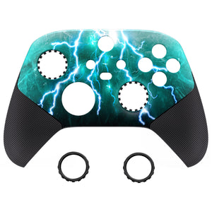 Soft Touch Green Storm Thunder ASR Version Performance Rubberized Grip Front Housing Shell With Accent Rings For Xbox Series X/S Controller & Xbox Core Controller-FX3C1009WS - Extremerate Wholesale