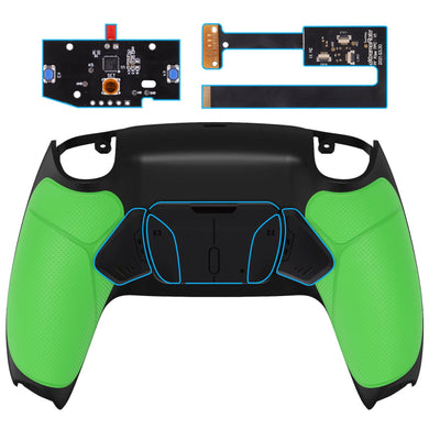 Green Rubberized Grip Remappable Rise4 Remap Kit With Upgrade Board + Redesigned Back Shell + 4 Back Buttons Compatible With PS5 Controller BDM-010 & BDM-020 - YPFU6004 - Extremerate Wholesale