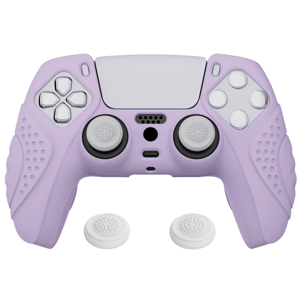 Guardian Edition Mauve Purple Ergonomic Silicone Case Skin With White Joystick Caps For PS5 Controller-YHPF009