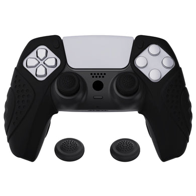 Guardian Edition Black Ergonomic Silicone Case Skin With Black Joystick Caps For PS5 Controller-Compatible With Charging Station-YHPF014 - Extremerate Wholesale
