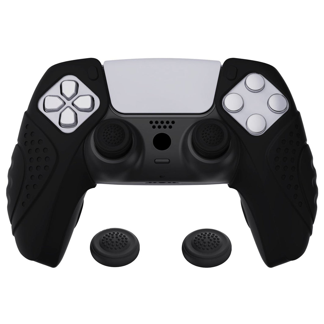 Guardian Edition Black Ergonomic Silicone Case Skin With Black Joystick Caps For PS5 Controller-Compatible With Charging Station-YHPF014 - Extremerate Wholesale