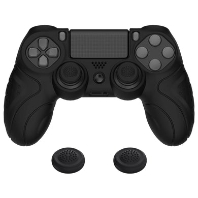 Guardian Edition Black Ergonomic Soft Anti-Slip Controller Silicone Case Cover With Black Joystick Caps Compatible With PS4 Slim PS4 Pro Controller - P4CC0059 - Extremerate Wholesale