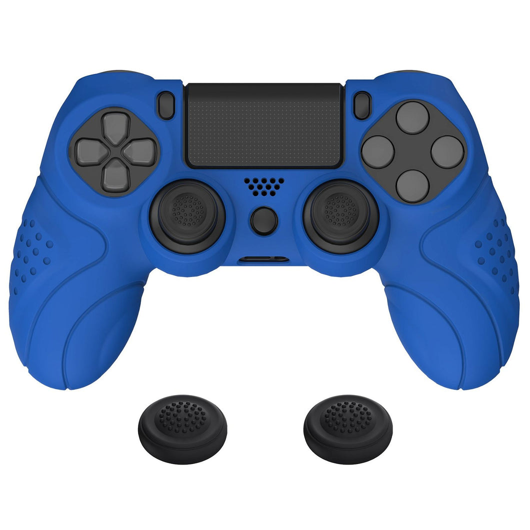 Guardian Edition Blue Ergonomic Soft Anti-Slip Controller Silicone Case Cover With Black Joystick Caps Compatible With PS4 Slim PS4 Pro Controller - P4CC0064 - Extremerate Wholesale