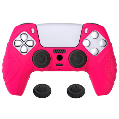 Guardian Edition Bright Pink Ergonomic Silicone Case Skin With Black Joystick Caps For PS5 Controller-YHPF023 - Extremerate Wholesale