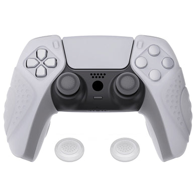 Guardian Edition Clear White Ergonomic Silicone Case Skin With White Joystick Caps For PS5 Controller-Compatible With Charging Station-YHPF018 - Extremerate Wholesale