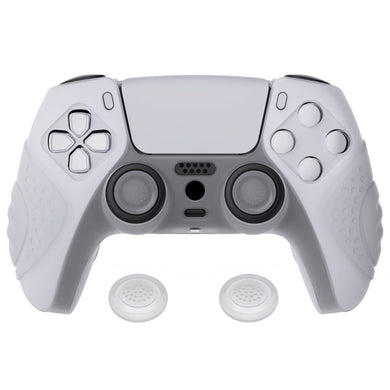 Guardian Edition Clear White Ergonomic Silicone Case Skin With White Joystick Caps For PS5 Controller-YHPF013 - Extremerate Wholesale
