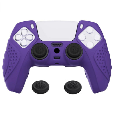 Guardian Edition Dark Purple Ergonomic Silicone Case Skin With Black Joystick Caps For PS5 Controller-YHPF007 - Extremerate Wholesale