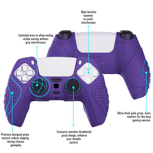 Guardian Edition Dark Purple Ergonomic Silicone Case Skin With Black Joystick Caps For PS5 Controller-YHPF007 - Extremerate Wholesale