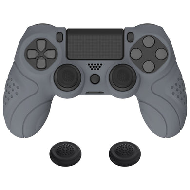 Guardian Edition Gray Ergonomic Soft Anti-Slip Controller Silicone Case Cover With Black Joystick Caps Compatible With PS4 Slim PS4 Pro Controller - P4CC0068 - Extremerate Wholesale