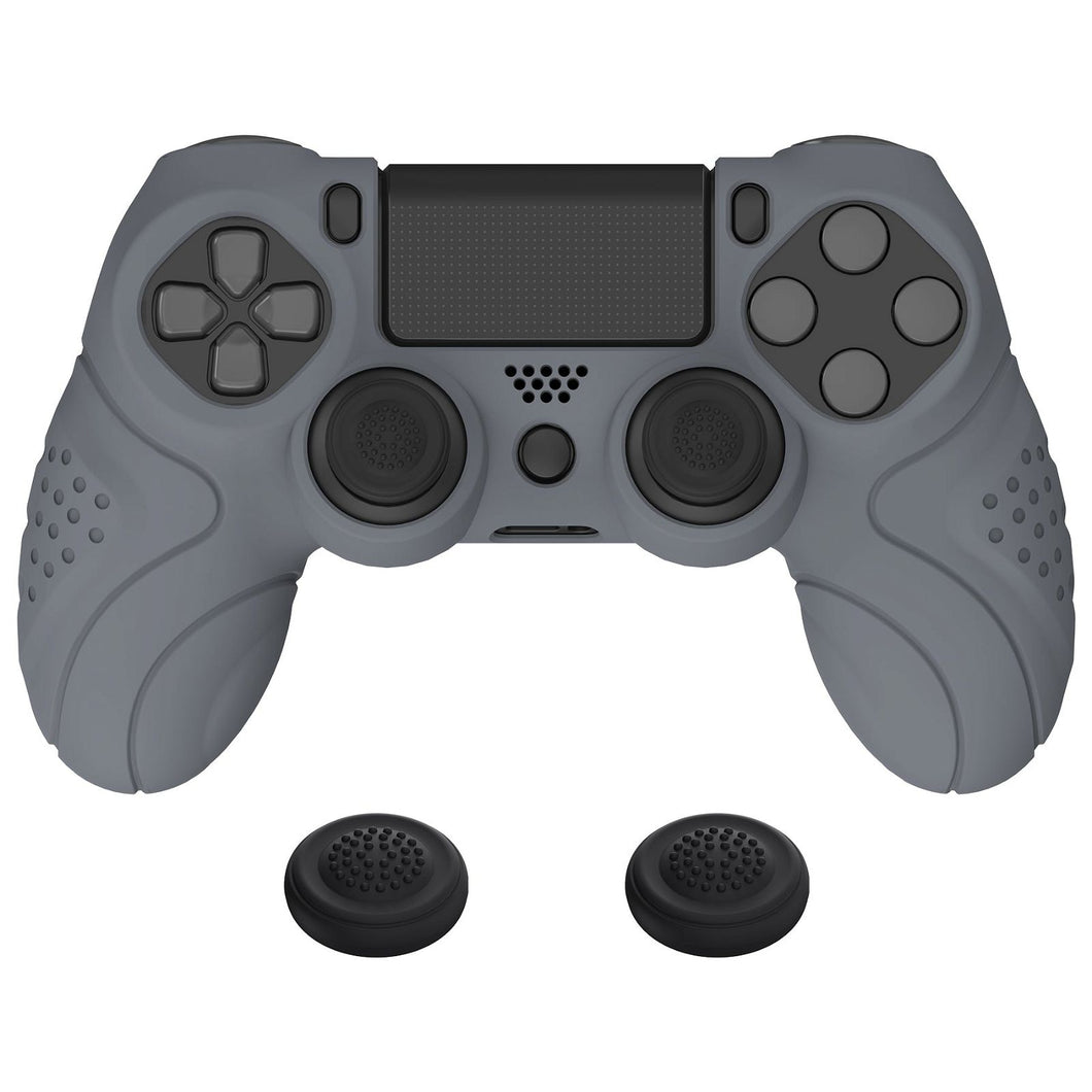 Guardian Edition Gray Ergonomic Soft Anti-Slip Controller Silicone Case Cover With Black Joystick Caps Compatible With PS4 Slim PS4 Pro Controller - P4CC0068 - Extremerate Wholesale