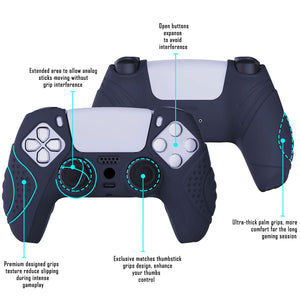 Guardian Edition Midnight Blue Ergonomic Silicone Case Skin With Black Joystick Caps For PS5 Controller-YHPF003 - Extremerate Wholesale