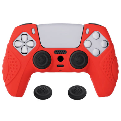 Guardian Edition Passion Red Ergonomic Silicone Case Skin With Black Joystick Caps For PS5 Controller-YHPF012 - Extremerate Wholesale