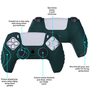 Guardian Edition Racing Green Ergonomic Silicone Case Skin With Black Joystick Caps For PS5 Controller-YHPF004 - Extremerate Wholesale
