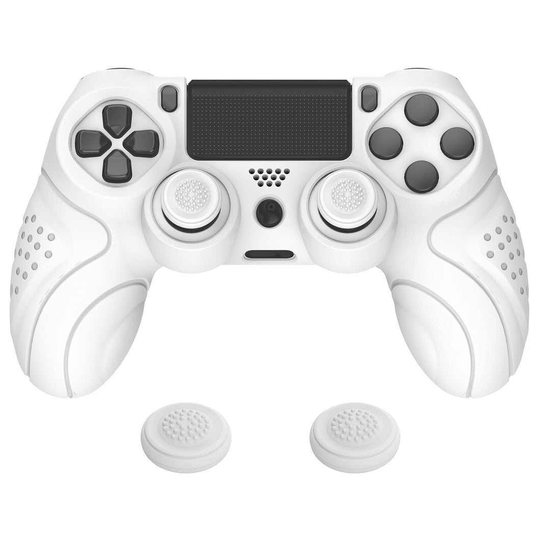 Guardian Edition White Ergonomic Soft Anti-Slip Controller Silicone Case Cover With White Joystick Caps Compatible With PS4 Slim PS4 Pro Controller - P4CC0060 - Extremerate Wholesale