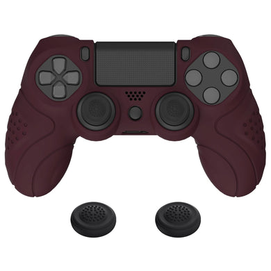 Guardian Edition Wine Red Ergonomic Soft Anti-Slip Controller Silicone Case Cover With Black Joystick Caps Compatible With PS4 Slim PS4 Pro Controller - P4CC0066 - Extremerate Wholesale