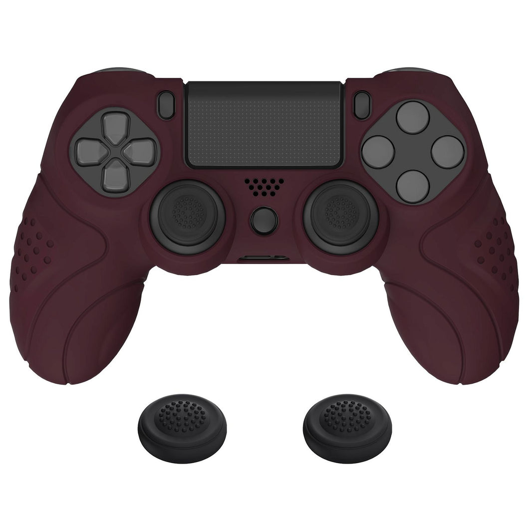 Guardian Edition Wine Red Ergonomic Soft Anti-Slip Controller Silicone Case Cover With Black Joystick Caps Compatible With PS4 Slim PS4 Pro Controller - P4CC0066 - Extremerate Wholesale