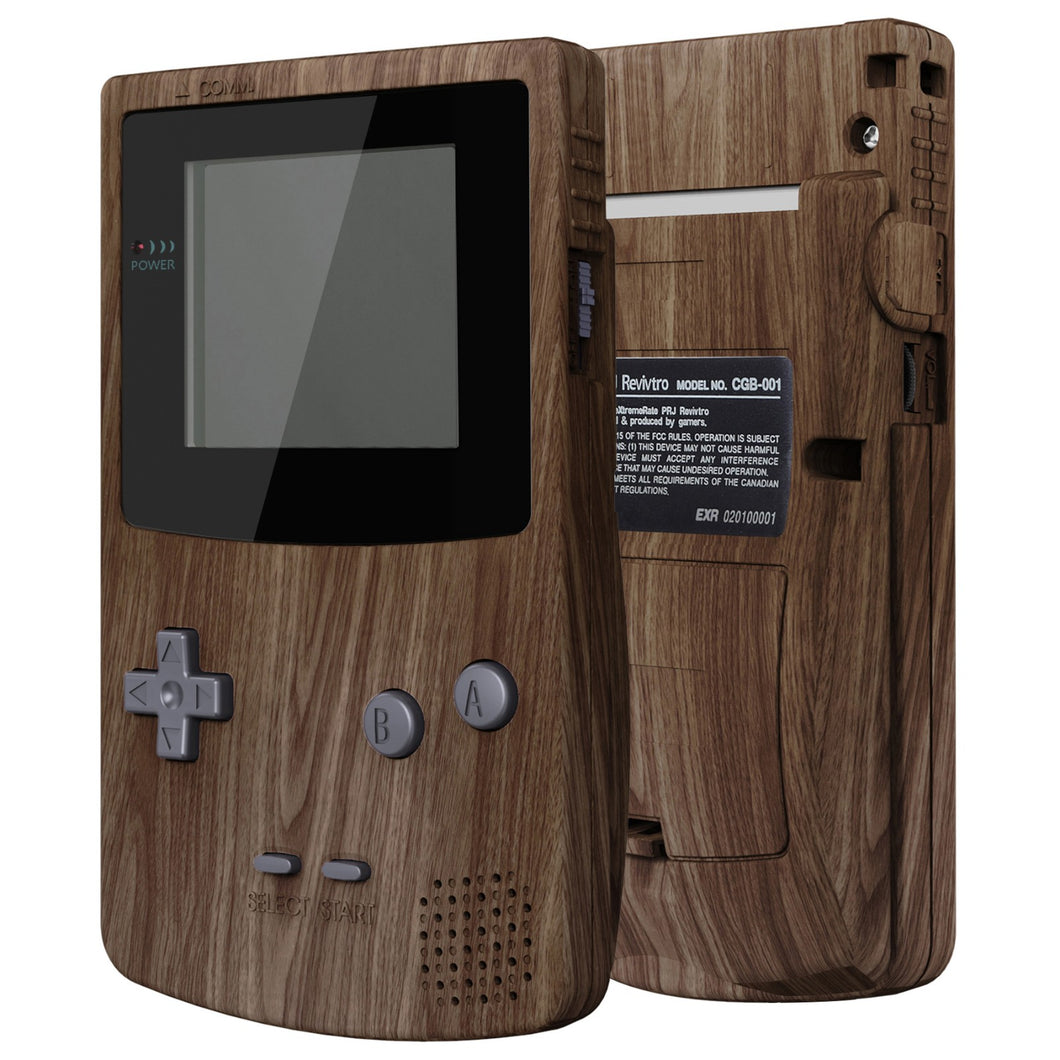 IPS Ready Upgraded eXtremeRate Wood Grain Replacement Full Set Shells with Buttons for Gameboy Color GBC , Compatible with GBC OSD IPS & Regular IPS & Standard LCD - QCBS2001