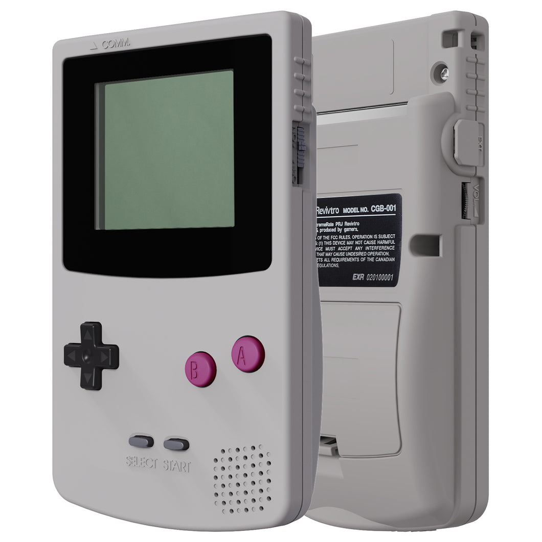 IPS Ready Upgraded eXtremeRate Classic Gray Replacement Full Set Shells with Buttons for Gameboy Color GBC , Compatible with GBC OSD IPS & Regular IPS & Standard LCD - QCBP3016