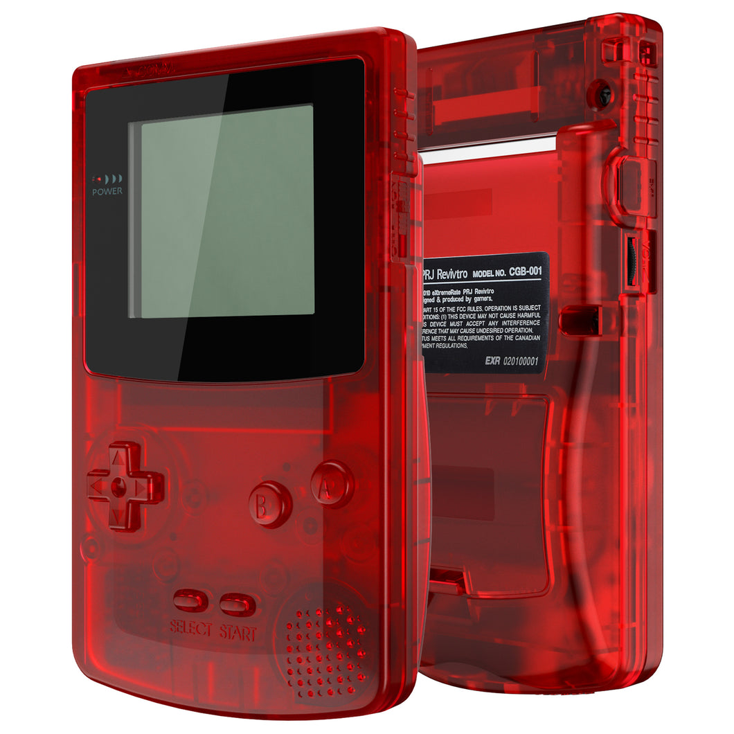 IPS Ready Upgraded eXtremeRate Clear Red Replacement Full Set Shells with Buttons for Gameboy Color GBC , Compatible with GBC OSD IPS & Regular IPS & Standard LCD - QCBM5002