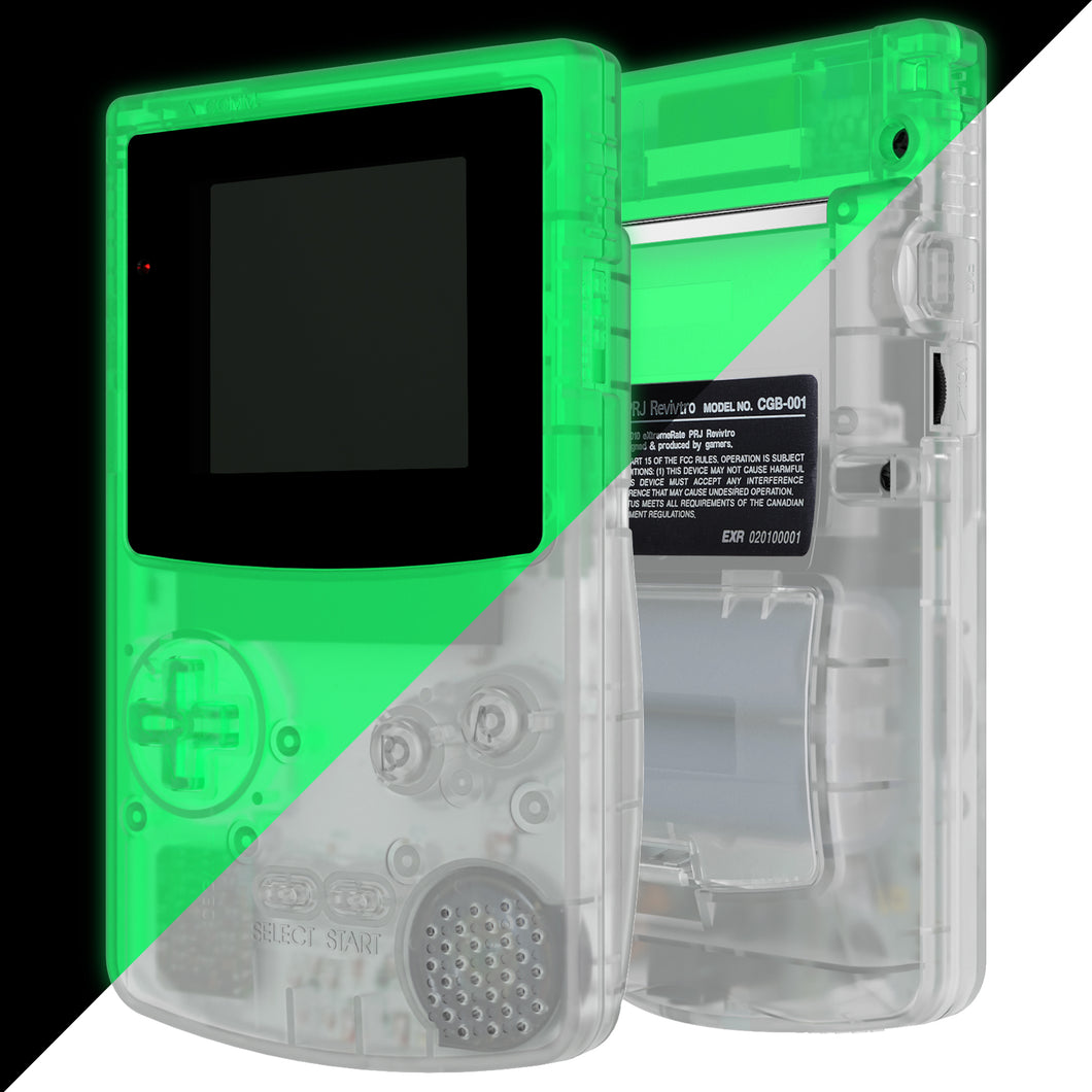 IPS Ready Upgraded eXtremeRate Glow in Dark - Green Replacement Full Set Shells with Buttons for Gameboy Color GBC , Compatible with GBC OSD IPS & Regular IPS & Standard LCD - QCBM5010