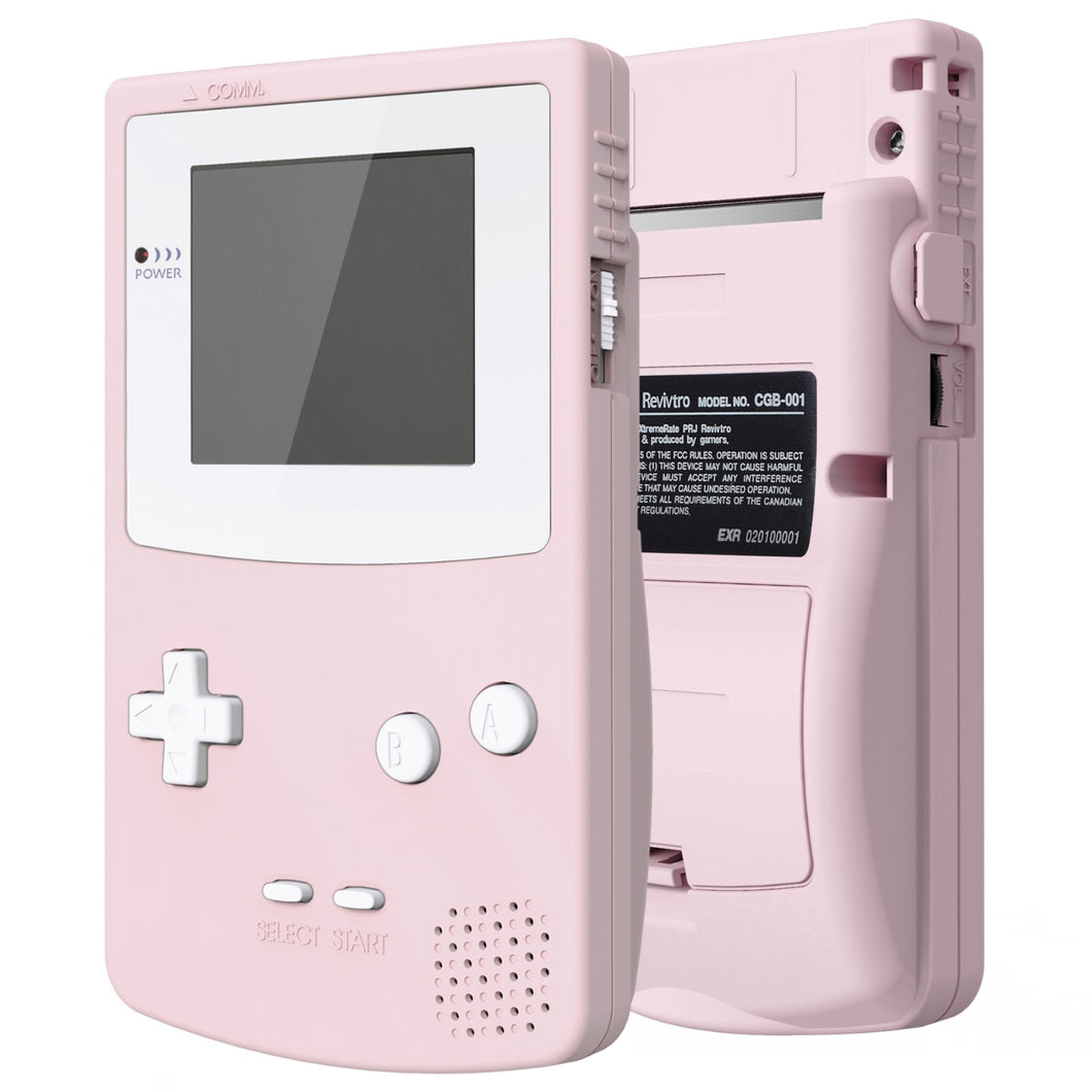 IPS Ready Upgraded eXtremeRate Pink Replacement Full Set Shells with Buttons for Gameboy Color GBC , Compatible with GBC OSD IPS & Regular IPS & Standard LCD - QCBP3012