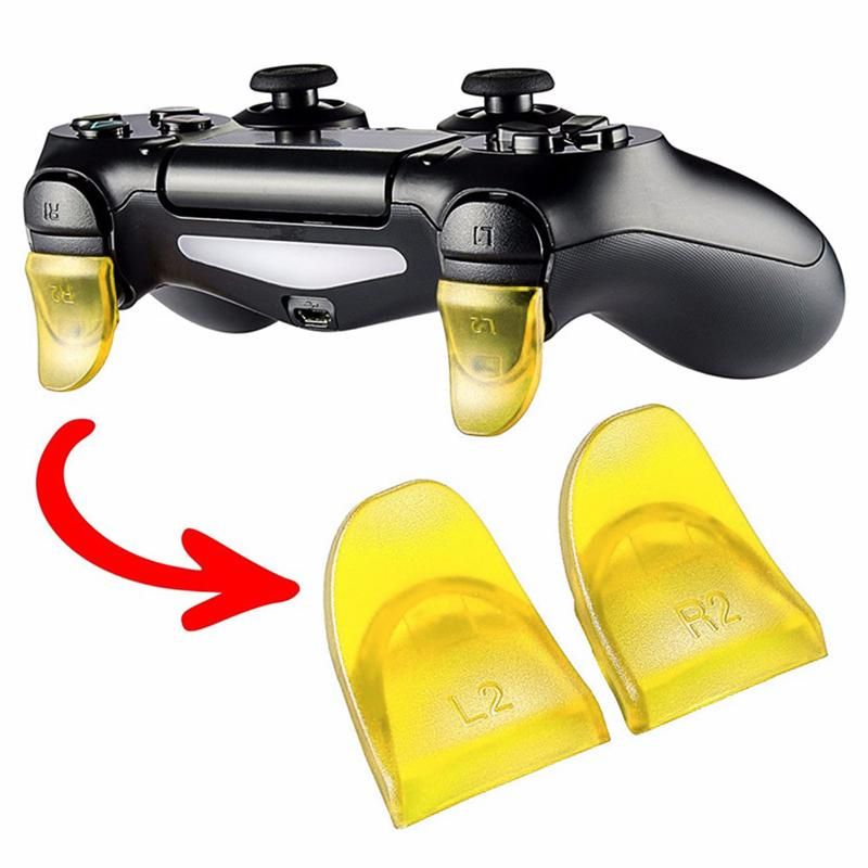 1 Pair Transparent Yellow External Trigger Cap Buttons L2 R2 Compatible With PS4 JDM-001/JDM-011/JDM-040 Controller-JYP4S0016Y - Extremerate Wholesale