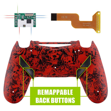 Crazy Red Skull Designed Dawn Remap Kit with Custom PCB + Back shell +4 Back Buttons Compatible With PS4 JDM-040 /JDM-050 /JDM-055 Controller-P4RM002 - Extremerate Wholesale