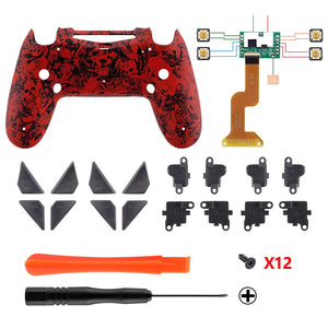 Crazy Red Skull Designed Dawn Remap Kit with Custom PCB + Back shell +4 Back Buttons Compatible With PS4 JDM-040 /JDM-050 /JDM-055 Controller-P4RM002 - Extremerate Wholesale