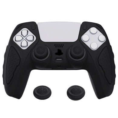 Knight Edition Black Ergonomic Silicone Case Skin With Black Joystick Caps For PS5 Controller-QSPF001 - Extremerate Wholesale