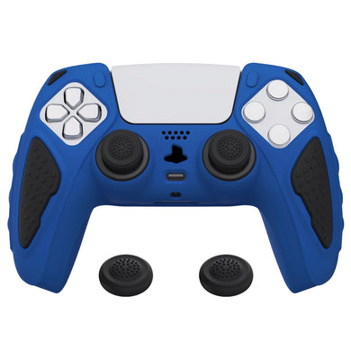 Knight Edition Deep Blue Ergonomic Silicone Case Skin With Black Joystick Caps For PS5 Controller-QSPF007 - Extremerate Wholesale