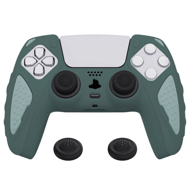 Knight Edition Templeton Gray & Jade Grey Ergonomic Silicone Case Skin With Black Joystick Caps For PS5 Controller-QSPF012 - Extremerate Wholesale