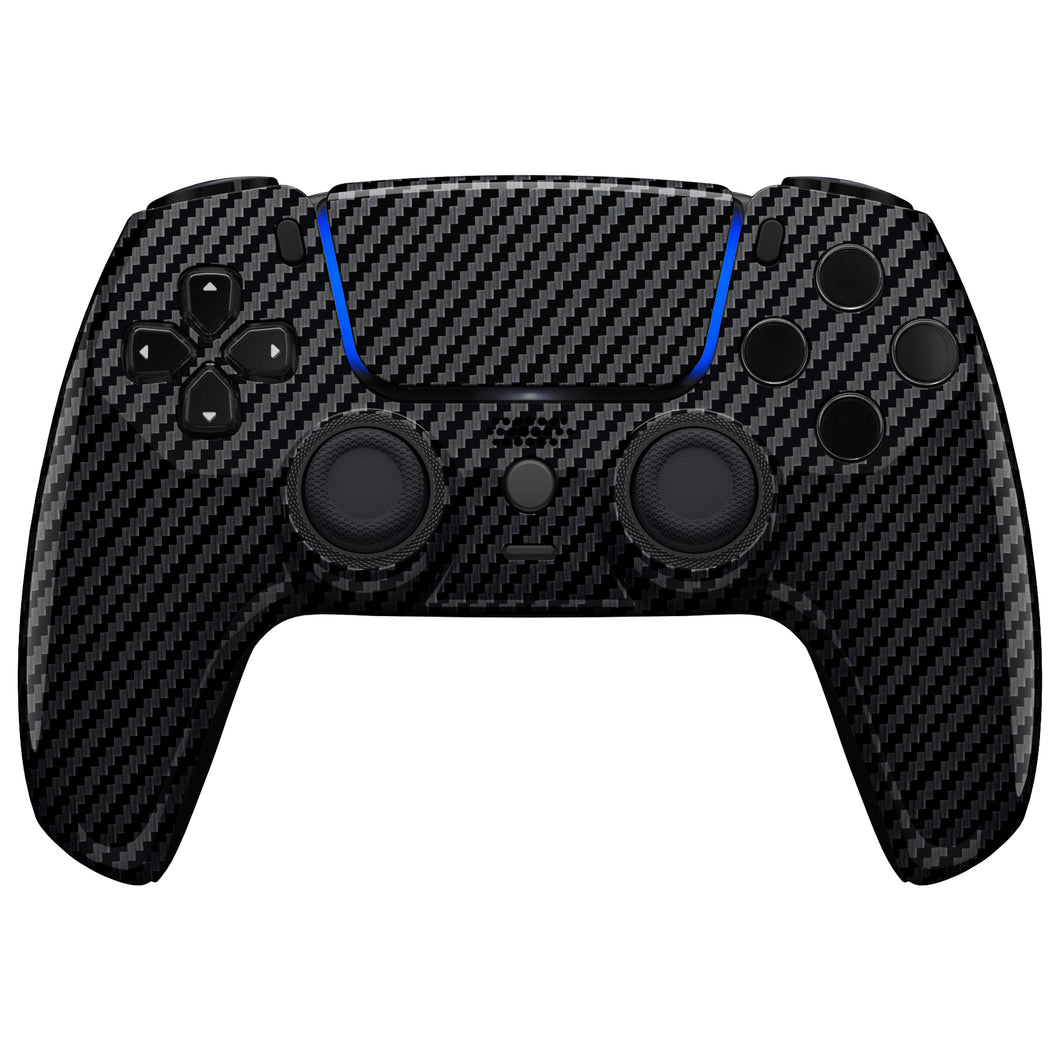 Luna Redesigned Glossy Graphite Carbon Fiber Pattern Front Shell with Touchpad for PS5 Controller BDM-010/020/030/040/050- GHPFS001WS