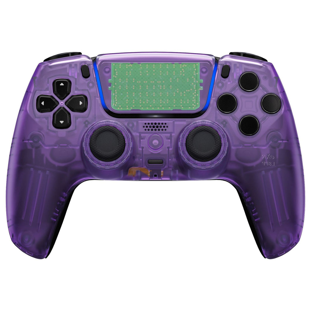 Luna Redesigned Clear Atomic Purple Front Shell With Touchpad Compatible With PS5 Controller BDM-010 & BDM-020 & BDM-030 & BDM-040 - GHPFM002WS - Extremerate Wholesale